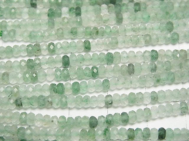 高品質!綠東陵刻面鈕扣扁珠 3x3x2毫米 1串珠子 (約15英吋/37厘米)