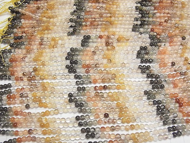 Multicolor-Rutilquarz AA+ Rund 4mm 1Strang Perlen (ca. 15 Zoll/37 cm)