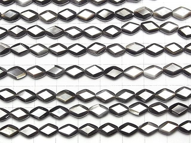 Coque Noire de Haute Qualité (Huître à Lèvre Noire) Forme de Diamant AAA 9x6mm Perles 1/4 ou 1 fil (env. 38cm/15pouces)