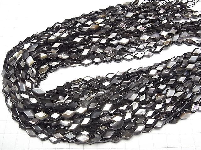 Coque Noire de Haute Qualité (Huître à Lèvre Noire) Forme de Diamant AAA 9x6mm Perles 1/4 ou 1 fil (env. 38cm/15pouces)
