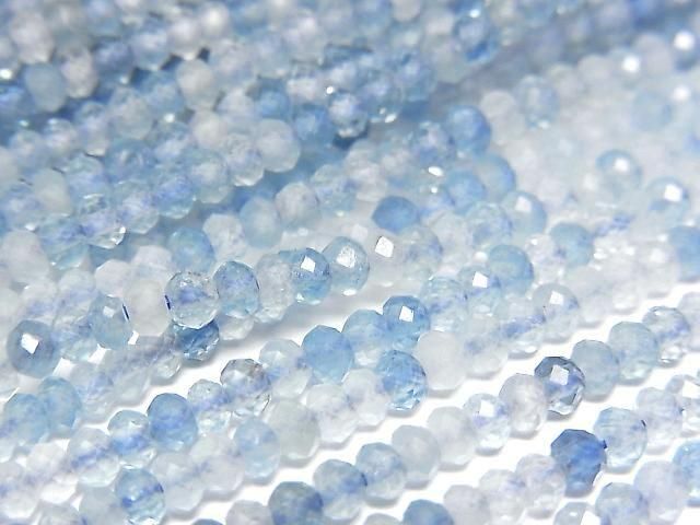 高品質!海藍寶 AA+ 刻面扁圓鈕扣珠 2.5x2.5x2mm 1串 (約15英寸/37厘米)