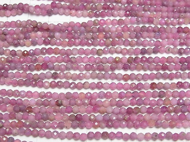 Hochwertig! Rosa Saphir AA+ Facettiert Rund 3mm 1Strang Perlen (ca. 15 Zoll/37 cm)