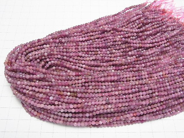 Hochwertig! Rosa Saphir AA+ Facettiert Rund 3mm 1Strang Perlen (ca. 15 Zoll/37 cm)