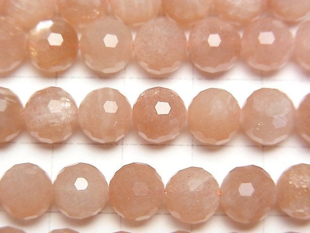 高品質!橘色月光石 AA++ 128切面圓珠 8mm 1串 (約15英吋/36公分)