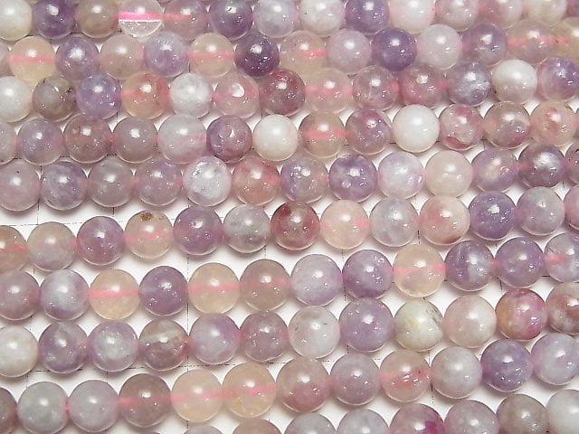 Lepidolith mit rosa Turmalin Runde 6mm 1Strang Perlen (ca. 15 Zoll/37 cm)