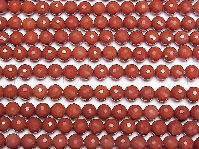 Hochwertig! Roter Jaspis 128 Facettierte Rund 6mm 1Strang Perlen (ca. 14 Zoll/35 cm)