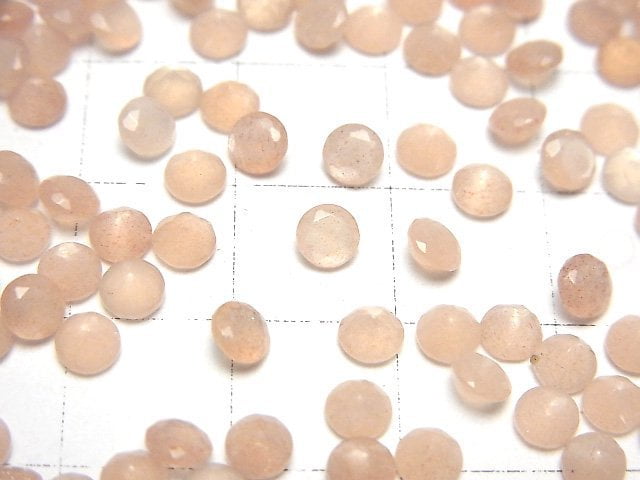 高品質 蜜桃月光石 AAA 圓刻面裸石 4x4mm 10顆