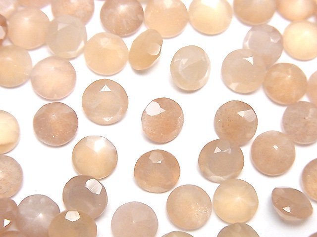 高品質蜜桃月光石 AAA 散珠 圓刻面 6x6mm 5顆
