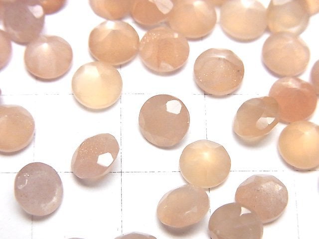 高品質蜜桃月光石 AAA 散珠 圓刻面 6x6mm 5顆