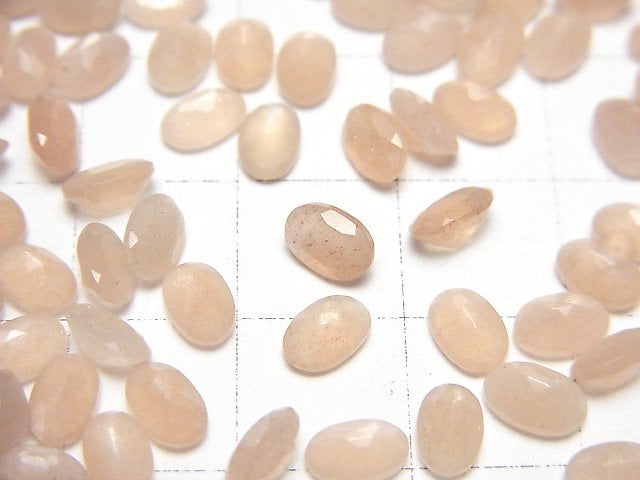 高品質蜜桃月光石 AAA 橢圓形刻面裸石 6x4mm 10顆
