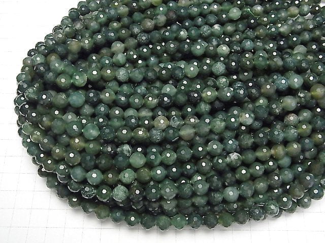 Hochwertig! Moosachat 128 Facettierte Rund 8mm 1Strang Perlen (ca. 15 Zoll/36 cm)