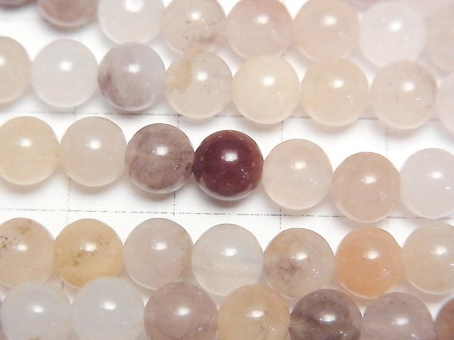 多色石英圓形 6mm 1串珠子 (約14英吋/35公分)