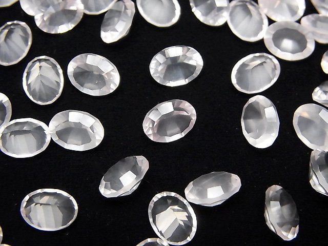Hochwertiger Rosenquarz AAA Lose Stein Oval Konkavschliff 8x6mm 3 Stück
