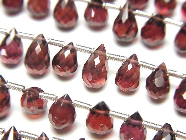 High Quality Mozambique Garnet AAA Drop Faceted Briolette Half or 1 Strand Bead (approx. 7 inches/18 cm)