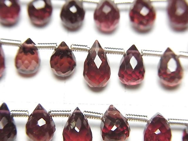 High Quality Mozambique Garnet AAA Drop Faceted Briolette Half or 1 Strand Bead (approx. 7 inches/18 cm)