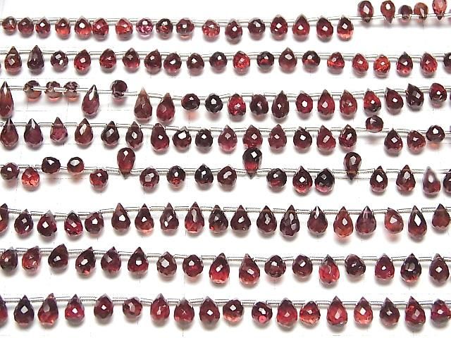High Quality Mozambique Garnet AAA Drop Faceted Briolette Half or 1 Strand Bead (approx. 7 inches/18 cm)