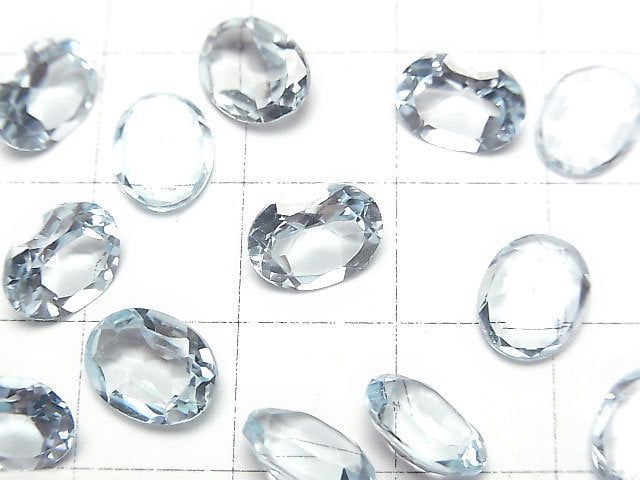 高品質天藍拓帕石 AAA 裸石 橢圓形刻面 9x7mm 3顆