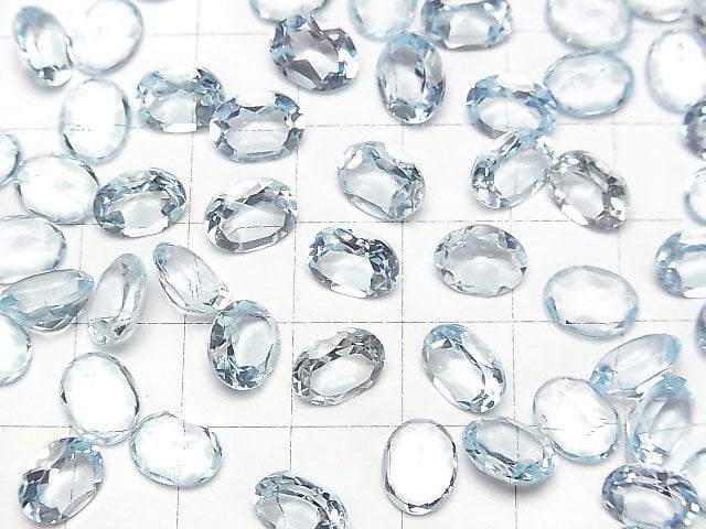 Hochwertiger Himmelblauer Topas AAA Lose Stein Oval Facettiert 9x7mm 3Stück