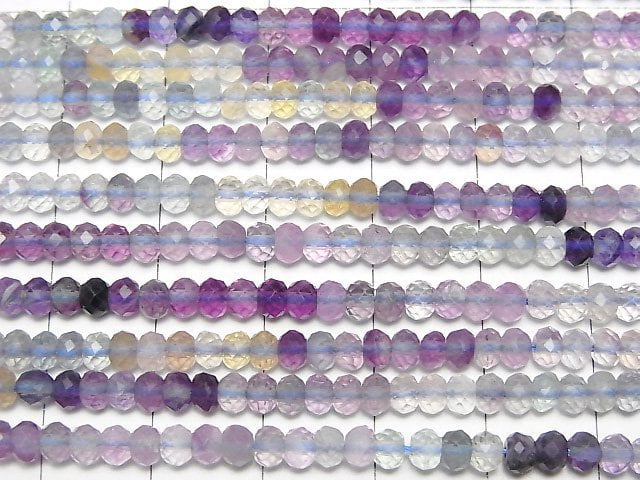 Hochwertig! Multicolor Fluorit AAA- facettierte Knopf-Rondelle 4x4x2,5mm 1 Strang Perlen (ca. 14 Zoll/35cm)