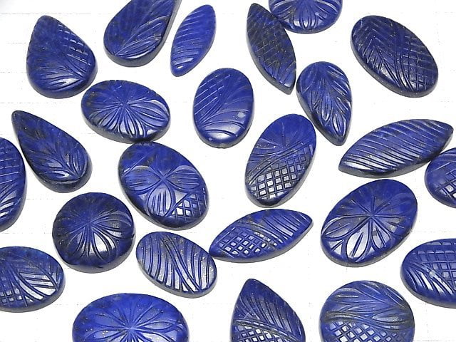 Lapislazuli AAA Eingefasster Cabochon Gemischte Form 2 Stück