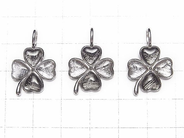 Meteoriten (Muonionalusta) Kleeblatt Anhänger 24x16mm Silber925