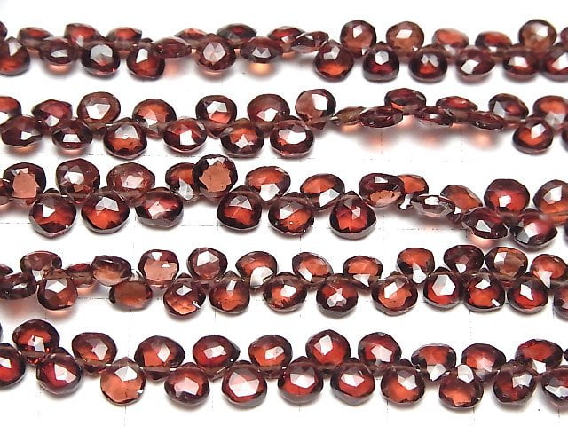 Hochwertiger Mosambik Granat AA++ Kastanienform Facettiert Briolette halb oder 1 Strang Perlen (ca. 18cm)