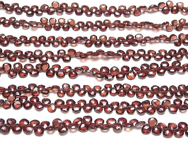 Hochwertiger Mosambik Granat AA++ Kastanienform Facettiert Briolette halb oder 1 Strang Perlen (ca. 18cm)