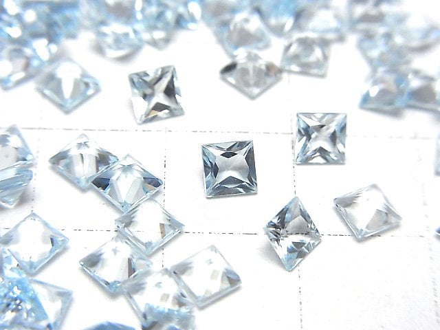高品質天空藍拓帕石 AAA 裸石 公主式切割 4x4毫米 10顆