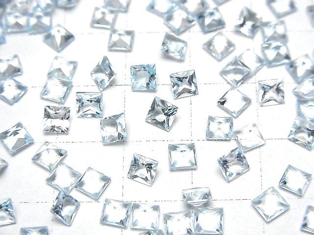 Hochwertiger himmelblauer Topas AAA Lose Steine Prinzessschnitt 4x4mm 10 Stück