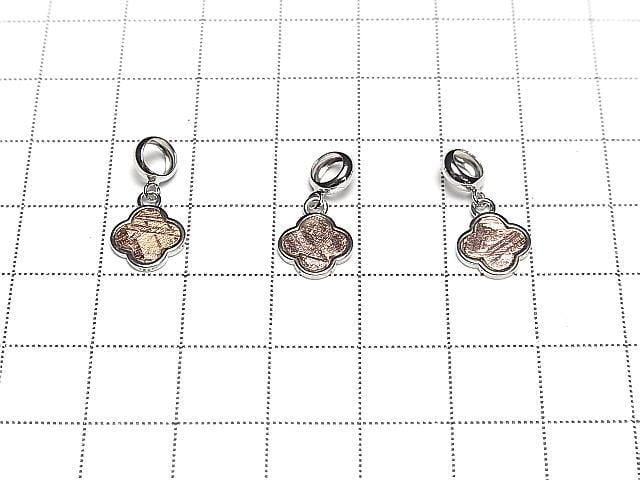 Pendentif Météorite (Muonionalusta) Trèfle 9x9mm Or rose Argent925