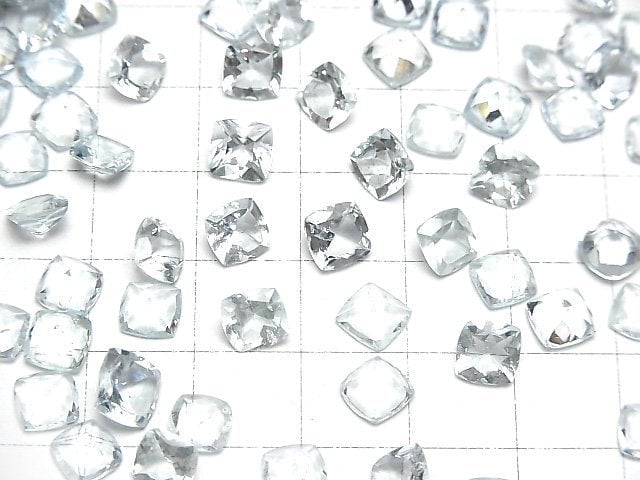 Hochwertiger Aquamarin AAA- Lose Steine Quadrat Facettiert 6x6mm 2Stk