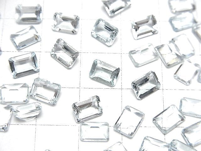 Hochwertiger Aquamarin AAA- Lose Steine Rechteck Facettiert 7x5mm 2Stk