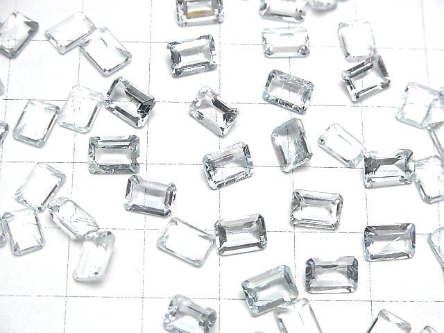 Hochwertiger Aquamarin AAA- Lose Steine Rechteck Facettiert 7x5mm 2Stk