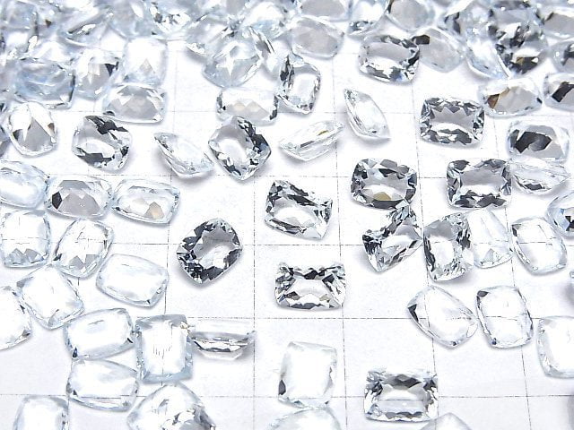 Hochwertiger Aquamarin AAA- Lose Steine Rechteck Facettiert 8x6mm 2Stk