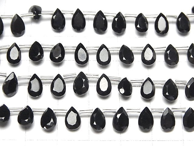 Hochwertiger schwarzer Spinell AAA Tropfenform Facettiert 8x5mm halb oder 1Strang Perlen (28Stk)