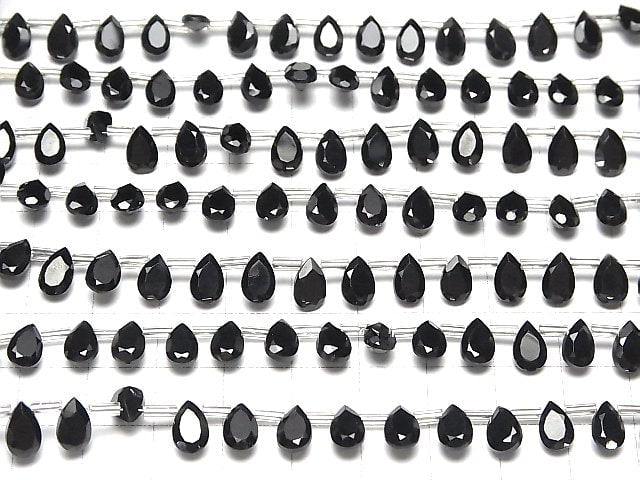Hochwertiger schwarzer Spinell AAA Tropfenform Facettiert 8x5mm halb oder 1Strang Perlen (28Stk)