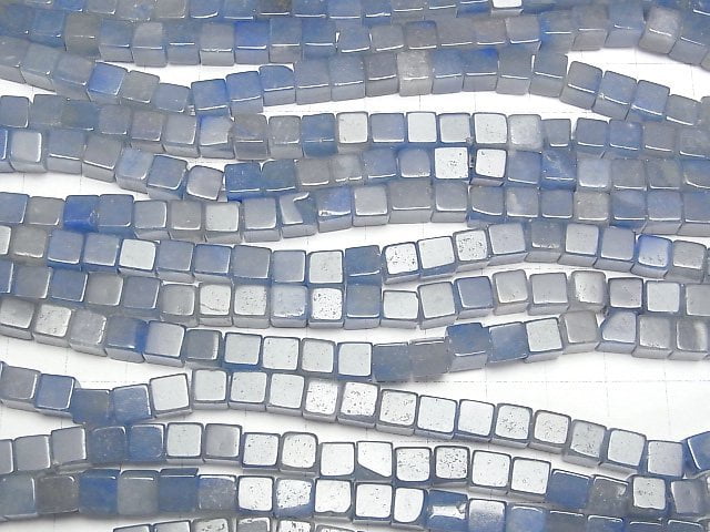 Blauer Quarz Würfel 6x6x6mm 1 Strang Perlen (ca. 15 Zoll/37 cm)