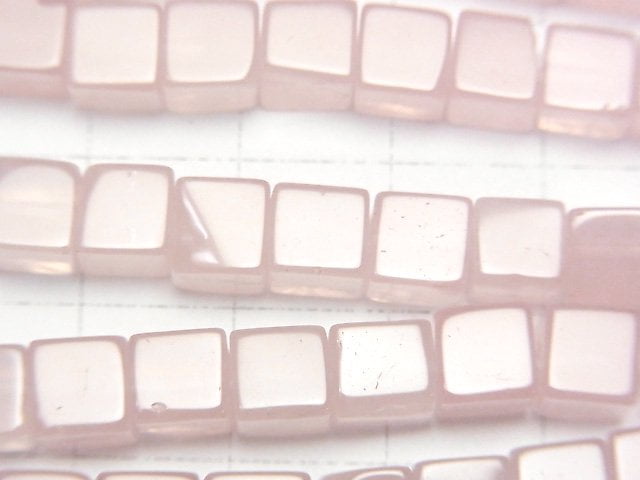 粉晶方塊珠 6x6x6毫米 一串(約15英吋/38公分)