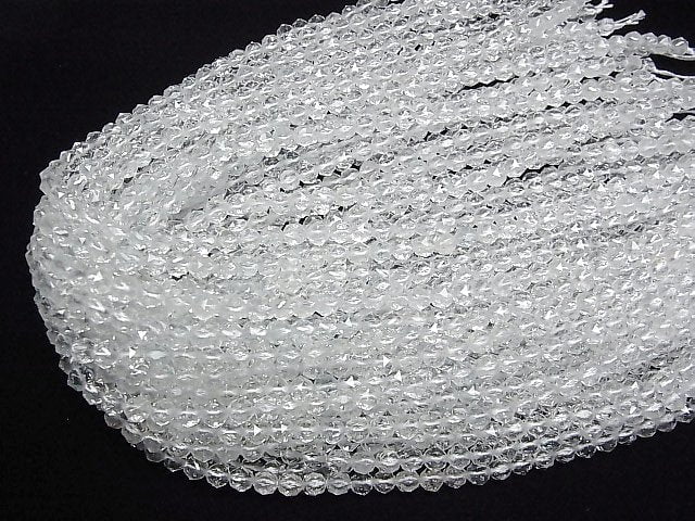 Hochwertig! Natürlicher weißer Topas AAA- Stern-facettierte Runde 5,5mm halbe oder 1Strang Perlen (ca. 15 Zoll/37 cm)