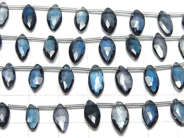Hochwertiger London Blau Topas AAA- Facettiert Marquise halb oder 1Strang Perlen (12Stk)