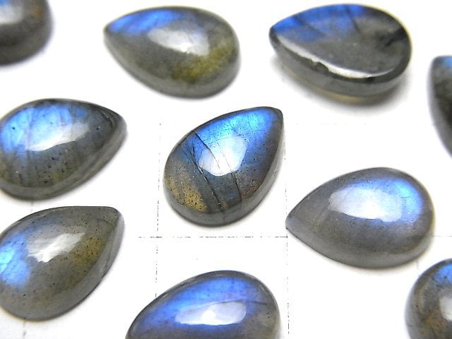 藍色拉長石 AA++ 梨形凸圓形 12x8mm 3顆
