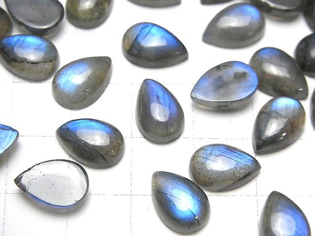 Blauer Labradorit AA++ Tropfenform Cabochon 12x8mm 3Stk