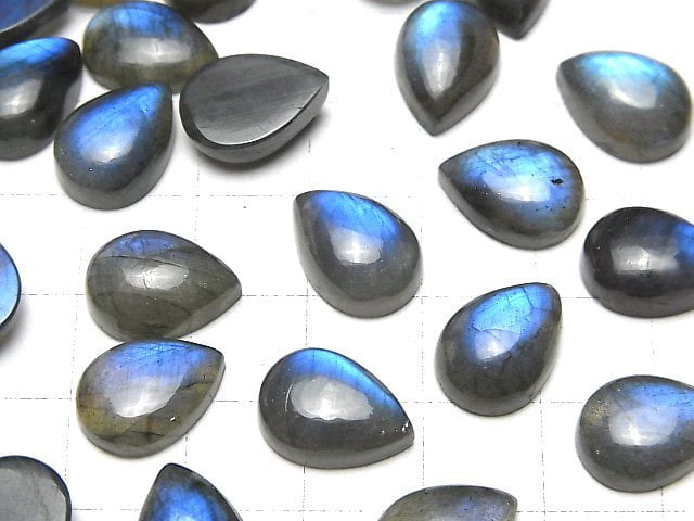 Blauer Labradorit AA++ Tropfenform Cabochon 14x10mm 2Stk