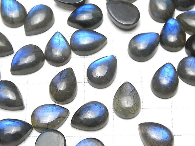 Blauer Labradorit AA++ Tropfenform Cabochon 14x10mm 2Stk