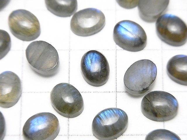 藍色拉長石 AA++ 橢圓形素面蛋面 8x6mm 5顆