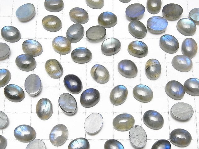 Blauer Labradorit AA++ Oval Cabochon 8x6mm 5Stk