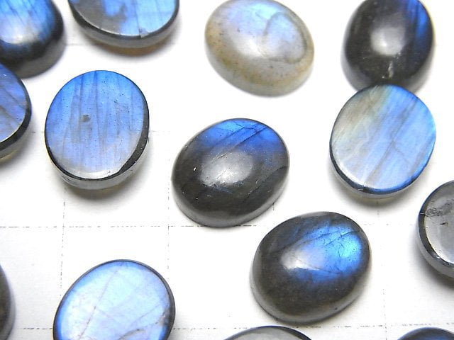 藍色拉長石 AA++ 橢圓素面 12x10mm 2顆