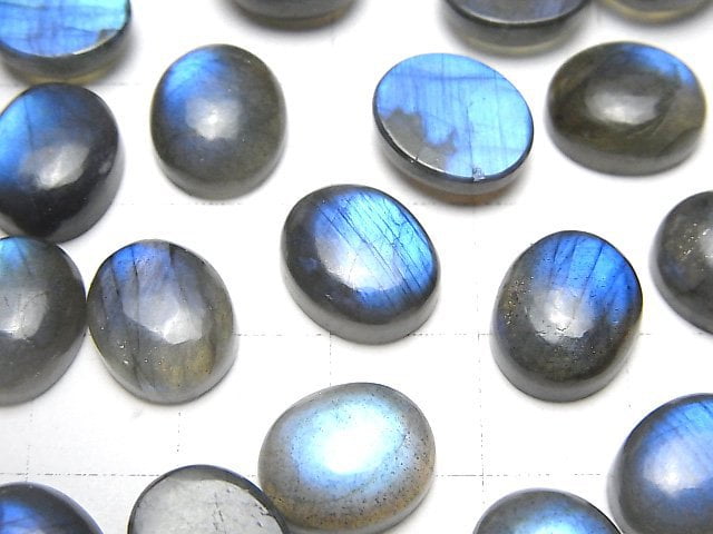 Blauer Labradorit AA++ Oval Cabochon 12x10mm 2Stk