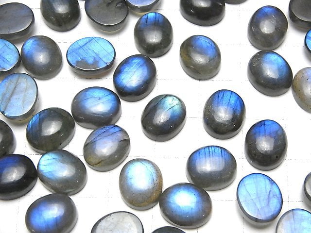 Blauer Labradorit AA++ Oval Cabochon 12x10mm 2Stk