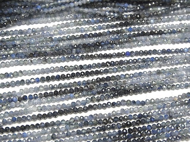 Hochwertiger! Blauer Saphir AA++ facettierter Rund 2mm halb oder 1Strang Perlen (ca. 13 Zoll/31 cm)